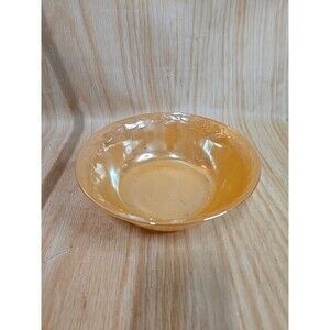 Vintage Fire King Peach Luster 8” Serving Bowl w Laurel Leaf by Anchor Hocking
